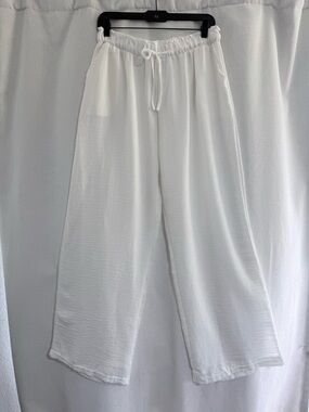 Lightweight White Wide-Leg Beach Pants women’s size M